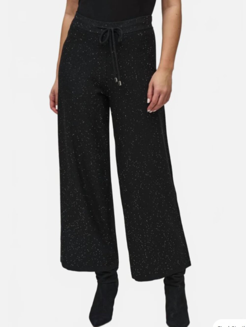 NWT! Joseph Ribkoff Sequined Sweater Knit Culotte Pants in Black Size Medium
